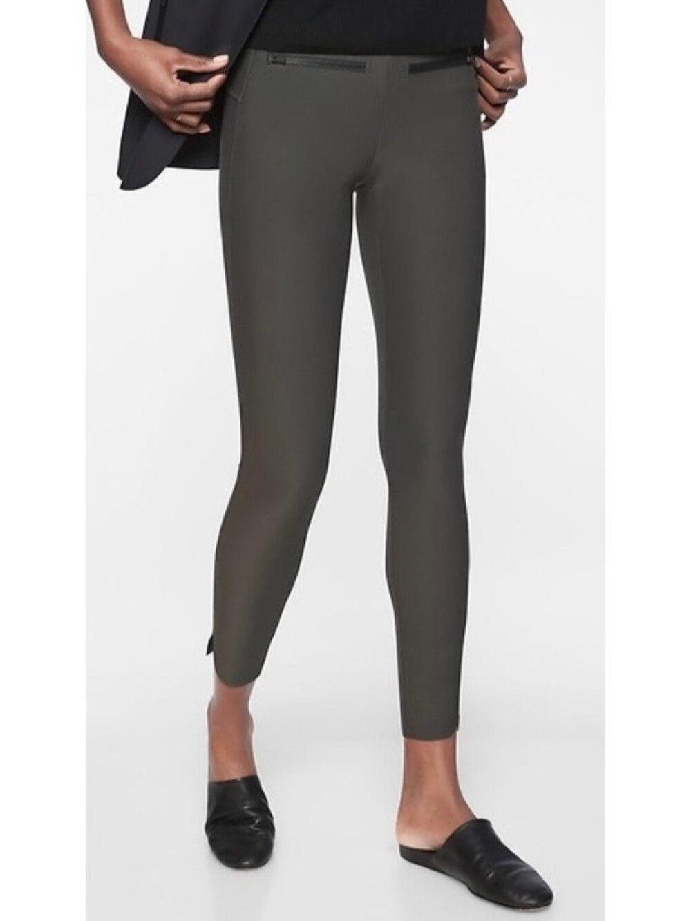 Athleta Stellar Leggings Size XXS Gray Mid Rise Crop Curving Hem Trouser Classic